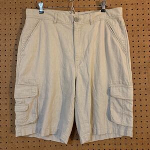 Paradise Collection Khaki Shorts 36 Linen Utility Vacation Summer Preppy Cargo